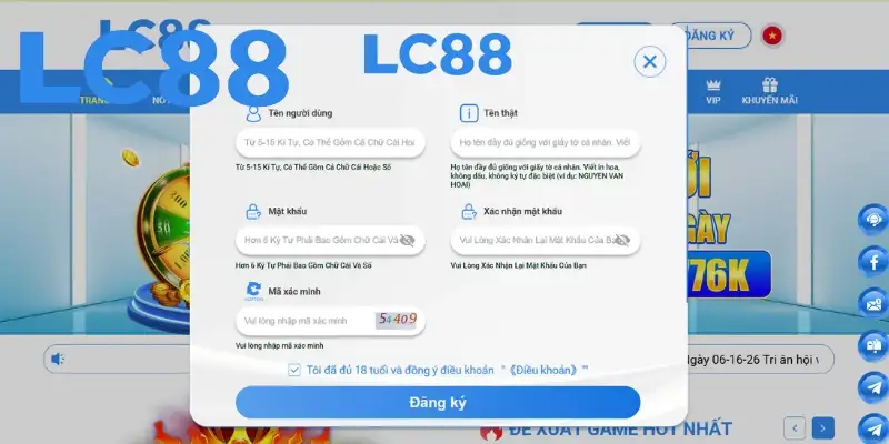 Cách đăng ký LC88 trên máy tính
