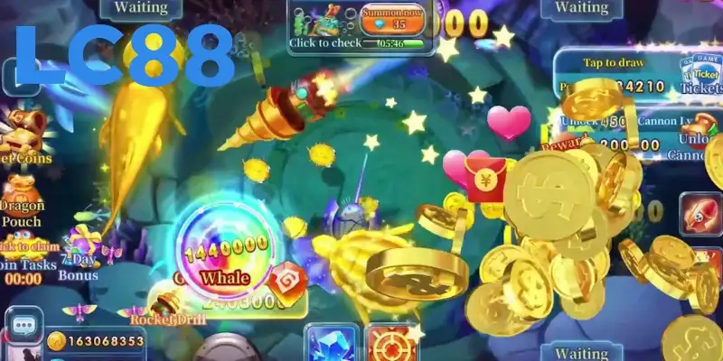 Không gian sảnh bắn cá hấp dẫn, đồ họa 3D sắc nét